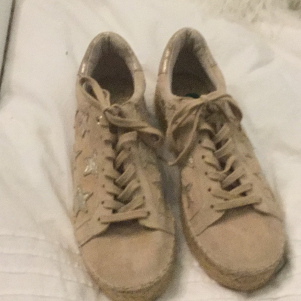 Beige suede lace up